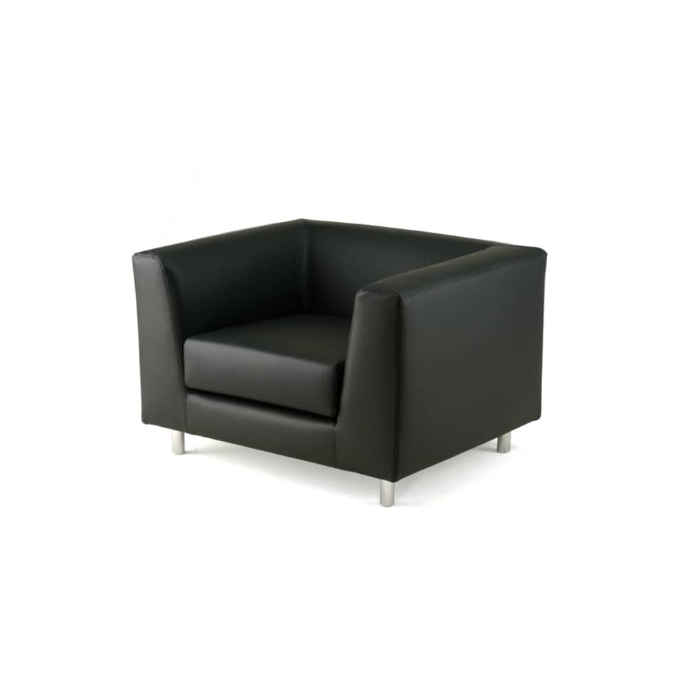 Divano attesa a 1 posto Unisit Quad QD1 schienale fisso - rivestimento tessuto similpelle nero - QD1/KN