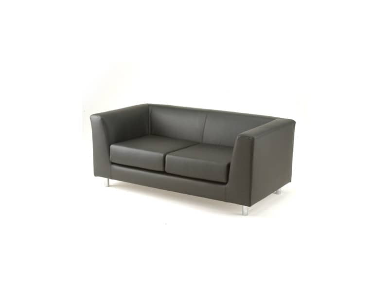 Divano attesa a 2 posti Unisit Quad QD2 schienale fisso - rivestimento tessuto similpelle nero - QD2/KN