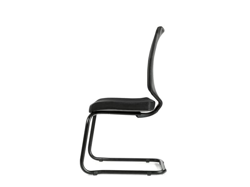 Sedia visitatore semidirezionale Unisit Newair NWNS su slitta - schienale rete nero - rivest. ignifugo nero - NWNS/IN