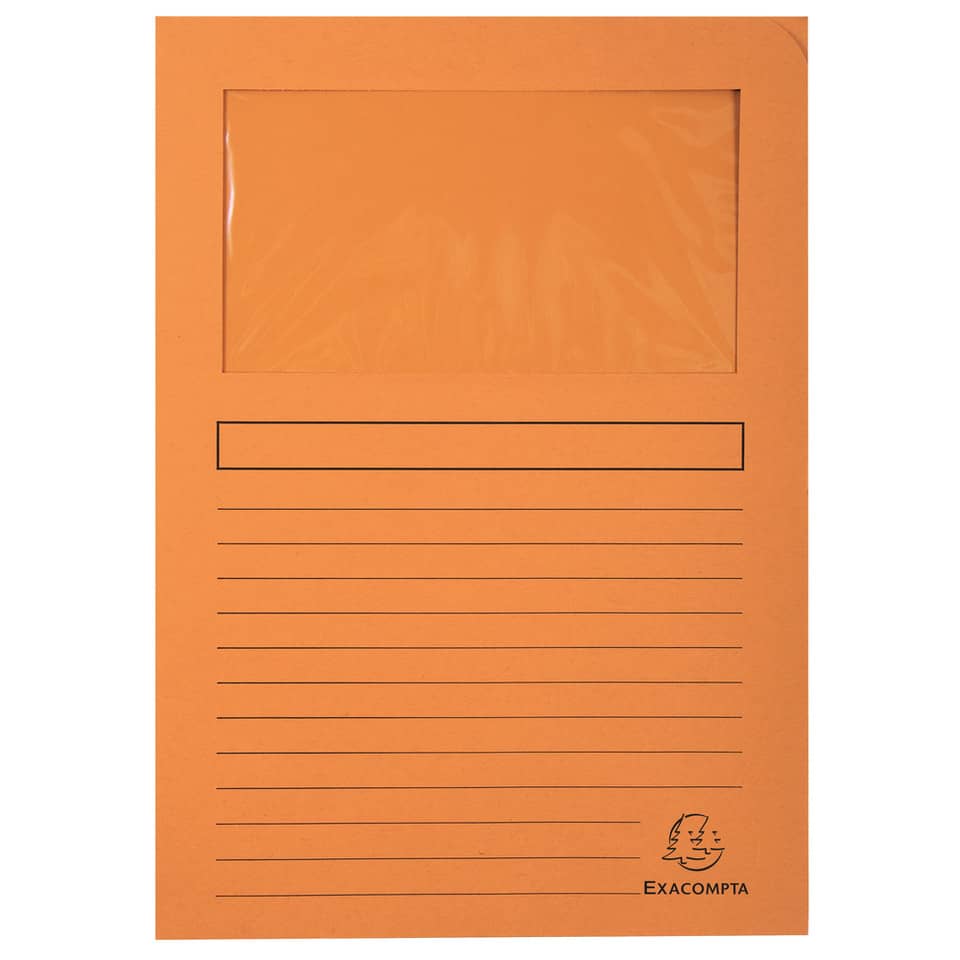 Cartelline con finestra Exacompta Forever® A4 cartoncino 120 g/m² arancio conf. da 100 - 50104E