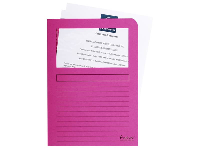 Cartelline con finestra Exacompta Forever® A4 cartoncino 120 g/m² fucsia conf. da 100 - 50108E