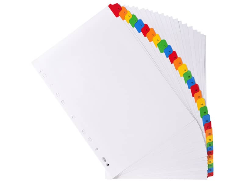 Intercalari stampati in digitale Exacompta multicolori rinforzati Protect'o cartoncino A4 160g/mq da 1 a