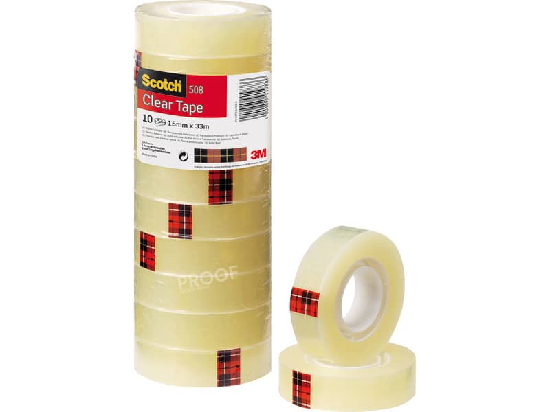 Nastro adesivo Scotch® 508 15 mm x 33 m trasparente torre da 10 rotoli 508-1533S