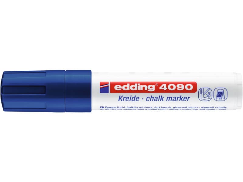 Marcatore a gesso liquido edding 4090 punta scalpello 4-15 mm blu 4-4090003