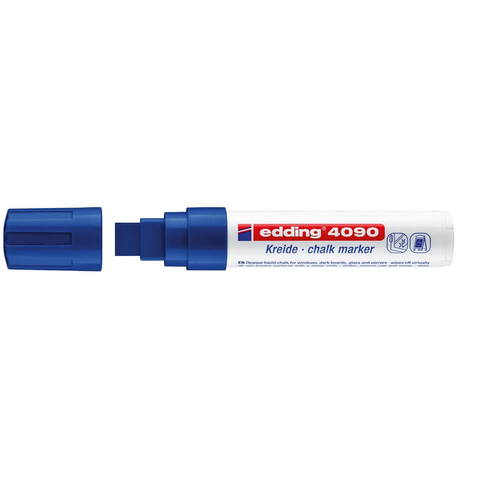 Marcatore a gesso liquido edding 4090 punta scalpello 4-15 mm blu 4-4090003