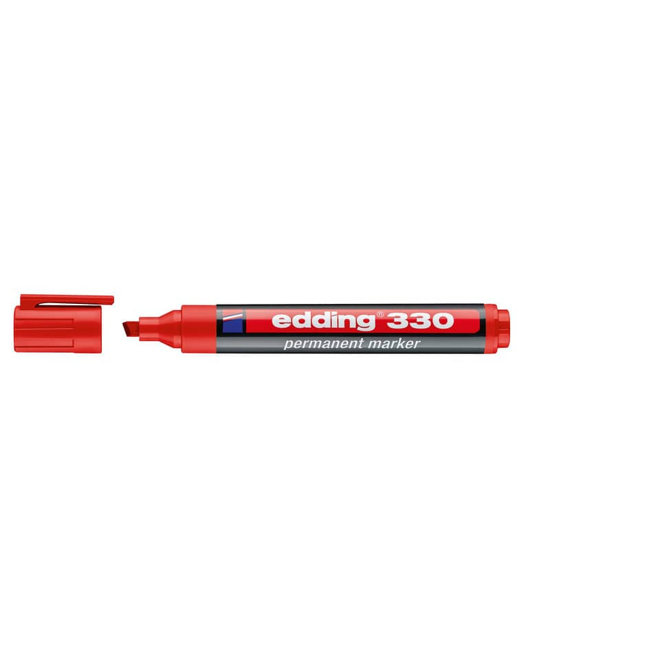 Marcatore permanente edding 330 punta scalpello 1-5 mm rosso 4-330002