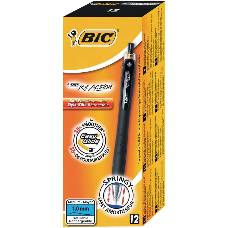 Penna a sfera a scatto BIC Atlantis ReAction M 1 mm nero 8575462