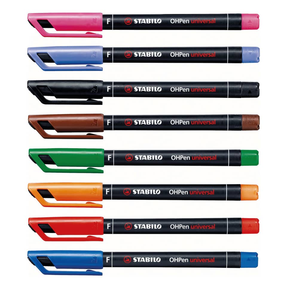 Penne Stabilo OHPen universal Superfine (S) 0,4 mm assortiti astuccio da 8 - 841/8