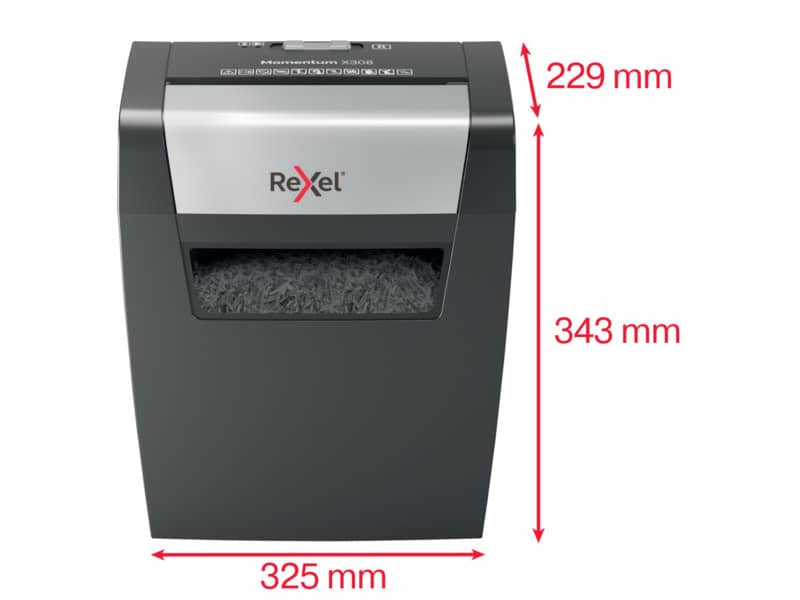 Distruggidocumenti uso moderato Rexel Momentum X308 - P-3 - 15 L - taglio a frammenti 5x42 mm - 2104570EU
