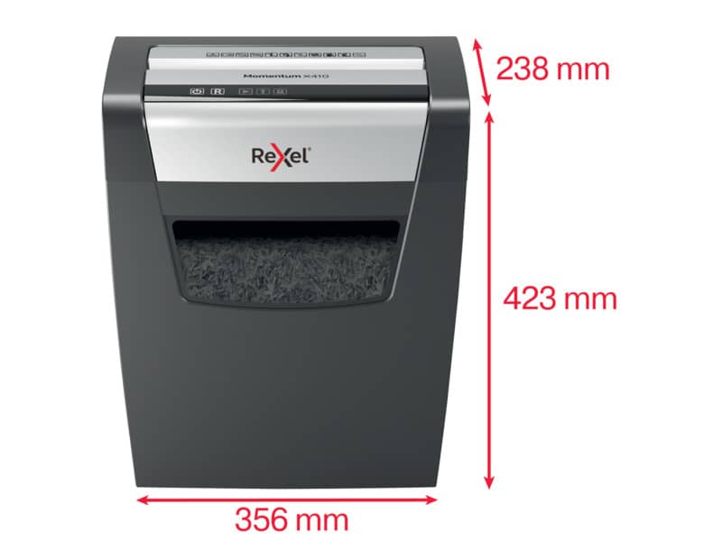 Distruggidocumenti uso moderato Rexel Momentum X410 - P-4 - 23 L - taglio a frammenti 4x28mm - 2104571EU