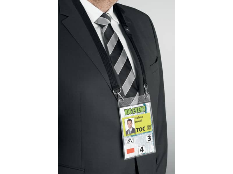 Portanomi DURABLE con cordoncino 20 mm per eventi nero/trasparente inserti f.to A6  conf. 10 - 852501