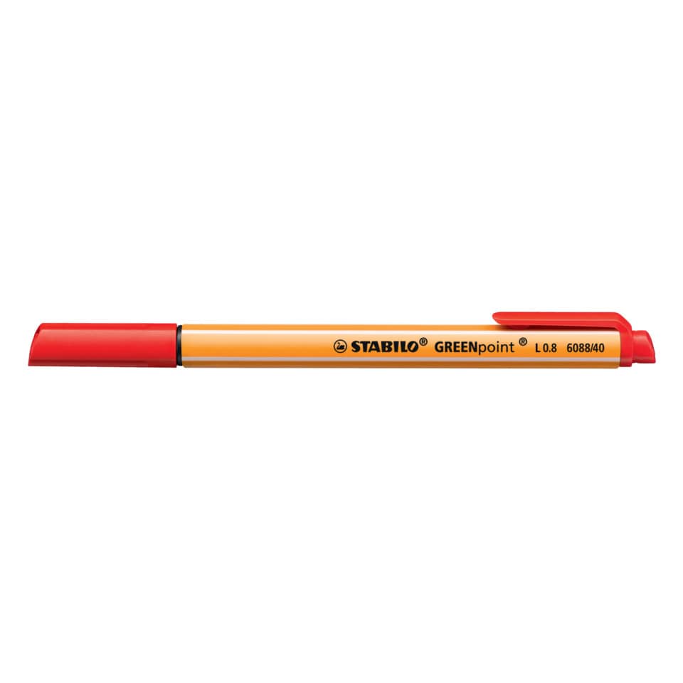 Penna con punta in fibra Stabilo GREENpoint 0,8 mm rosso 6088/40