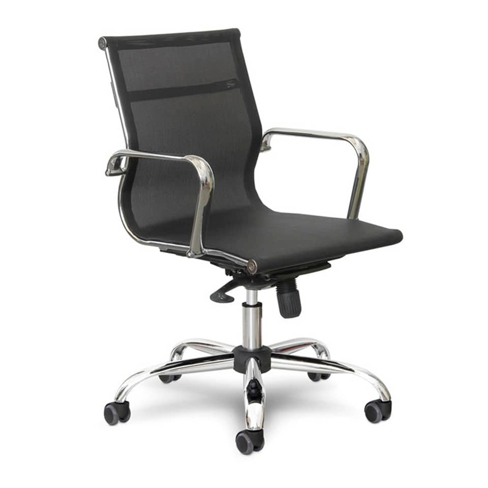 Poltrona direzionale girevole Unisit Pollux Space PXD schienale basso in rete nero - con braccioli - PXD/N