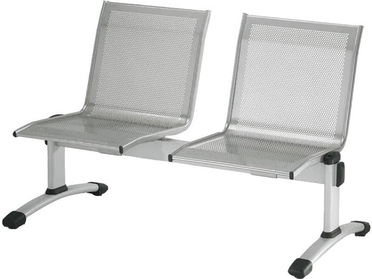 Panca 2 posti attesa Unisit Plexus PS2P in acciaio grigio - schienale e seduta forati traspiranti - PS2P