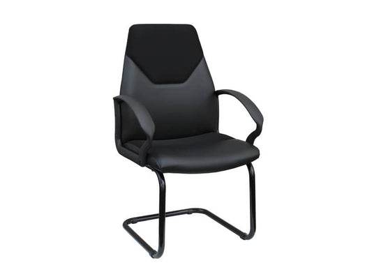Sedia visitatore direzionale su slitta Unisit Guru GRV Eco Smart - rivestimento similpelle nero con braccioli - GRV/KN