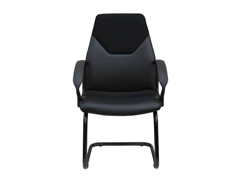 Sedia visitatore direzionale su slitta Unisit Guru GRV Eco Smart - rivestimento similpelle nero con braccioli - GRV/KN