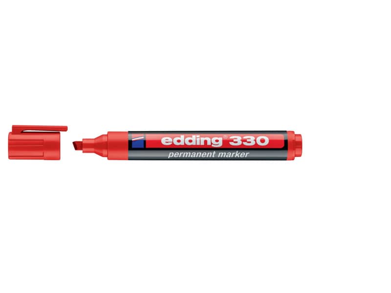 Marcatore permanente edding 330 punta scalpello 1-5 mm rosso 4-330002
