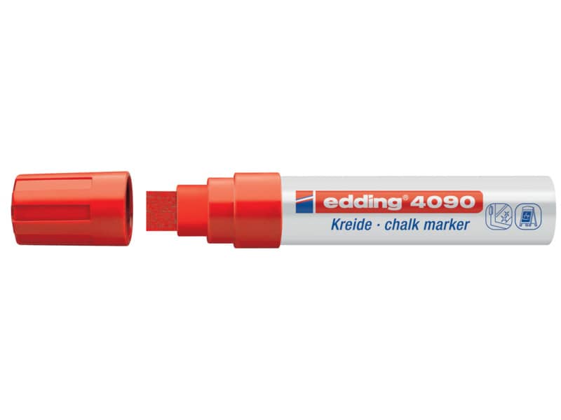 Marcatore a gesso liquido edding 4090 punta scalpello 4-15 mm rosso 4-4090002