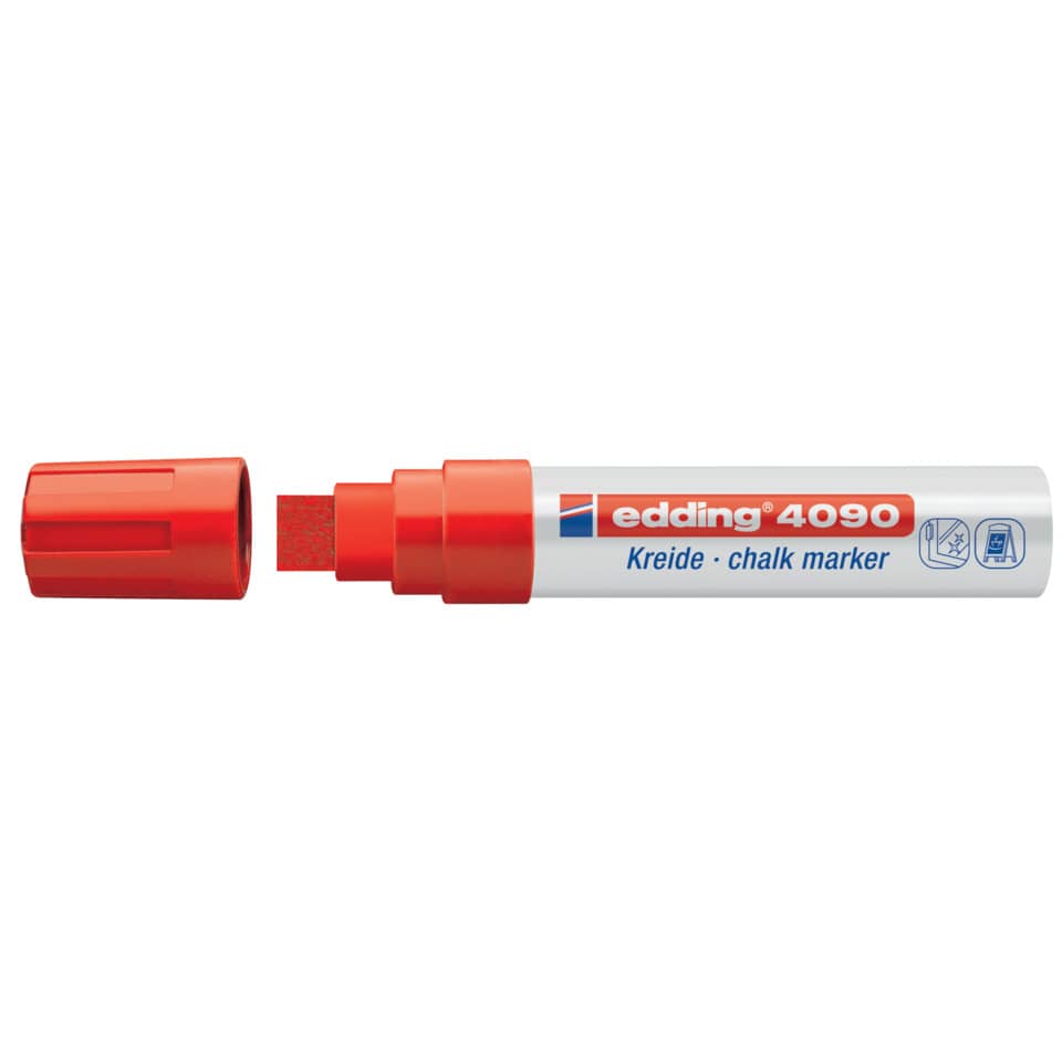 Marcatore a gesso liquido edding 4090 punta scalpello 4-15 mm rosso 4-4090002