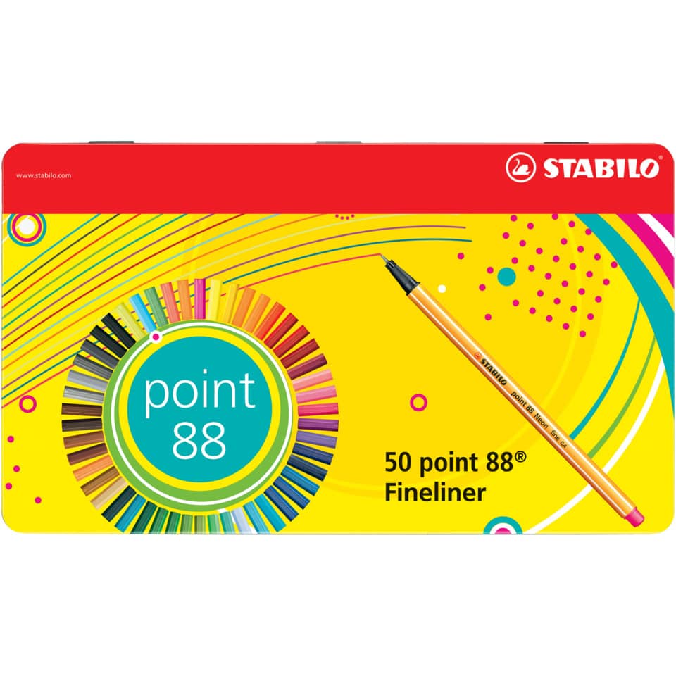 Fineliner Stabilo Point 88 0,4 mm assortiti scatola in metallo da 50 - 8850-6
