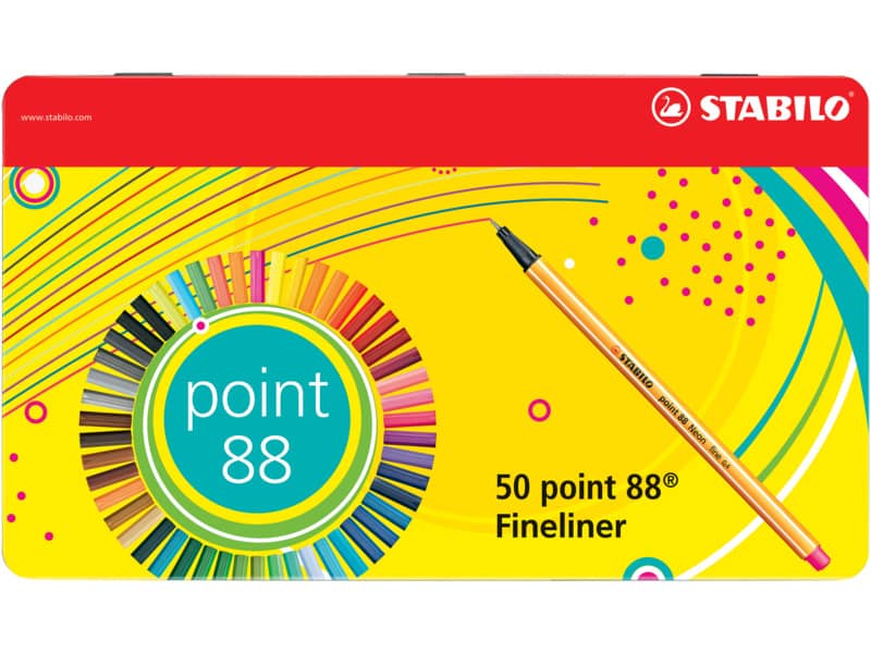 Fineliner Stabilo Point 88 0,4 mm assortiti scatola in metallo da 50 - 8850-6