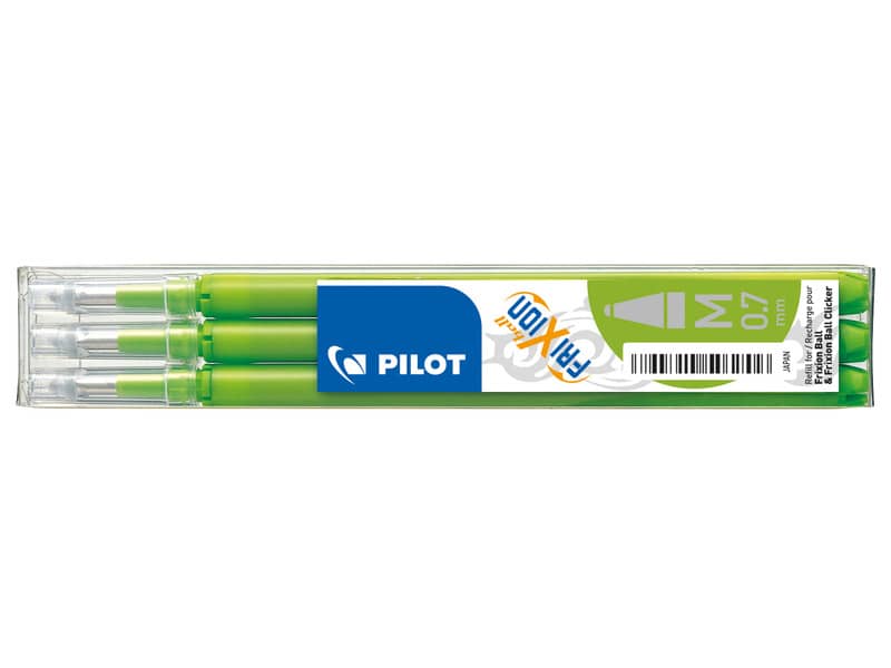 Refill penne a sfera Pilot Frixion Ball e Clicker 0,7 mm verde chiaro Set 3 pezzi - 006608