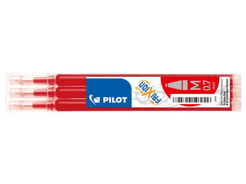EC- Refill penne a sfera Pilot Frixion Ball e Clicker 0,7 mm rosso Set 3 pezzi - 006658