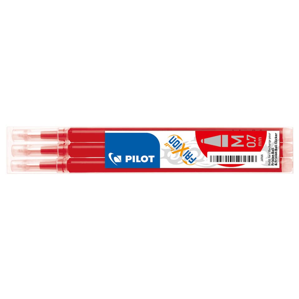 EC- Refill penne a sfera Pilot Frixion Ball e Clicker 0,7 mm rosso Set 3 pezzi - 006658