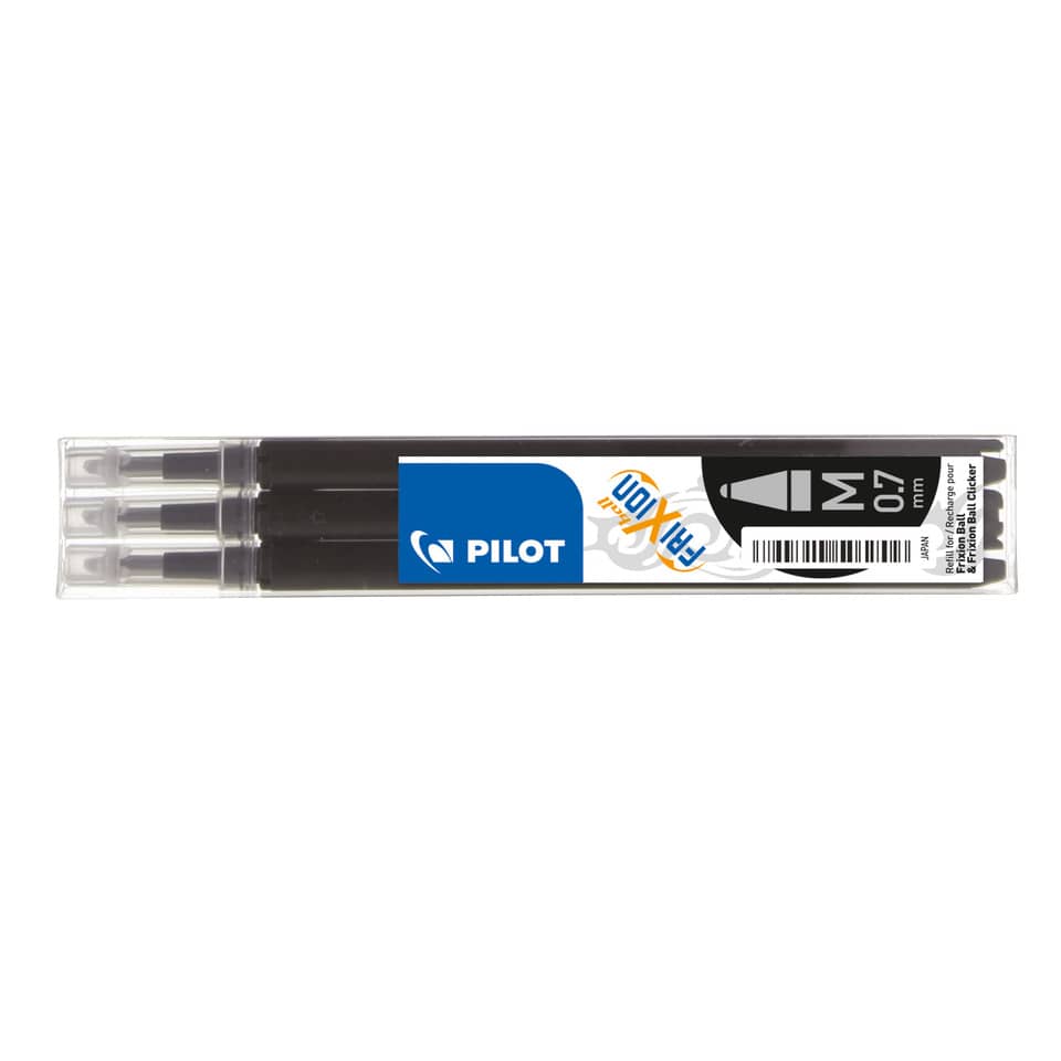 Refill penne a sfera Pilot Frixion Ball e Clicker 0,7 mm nero Set 3 pezzi - 006656