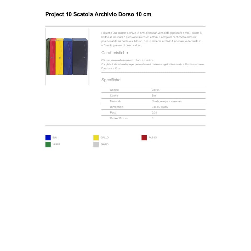 Scatola archivio King Mec Project  - 26x36 cm - dorso 10 cm blu 23904