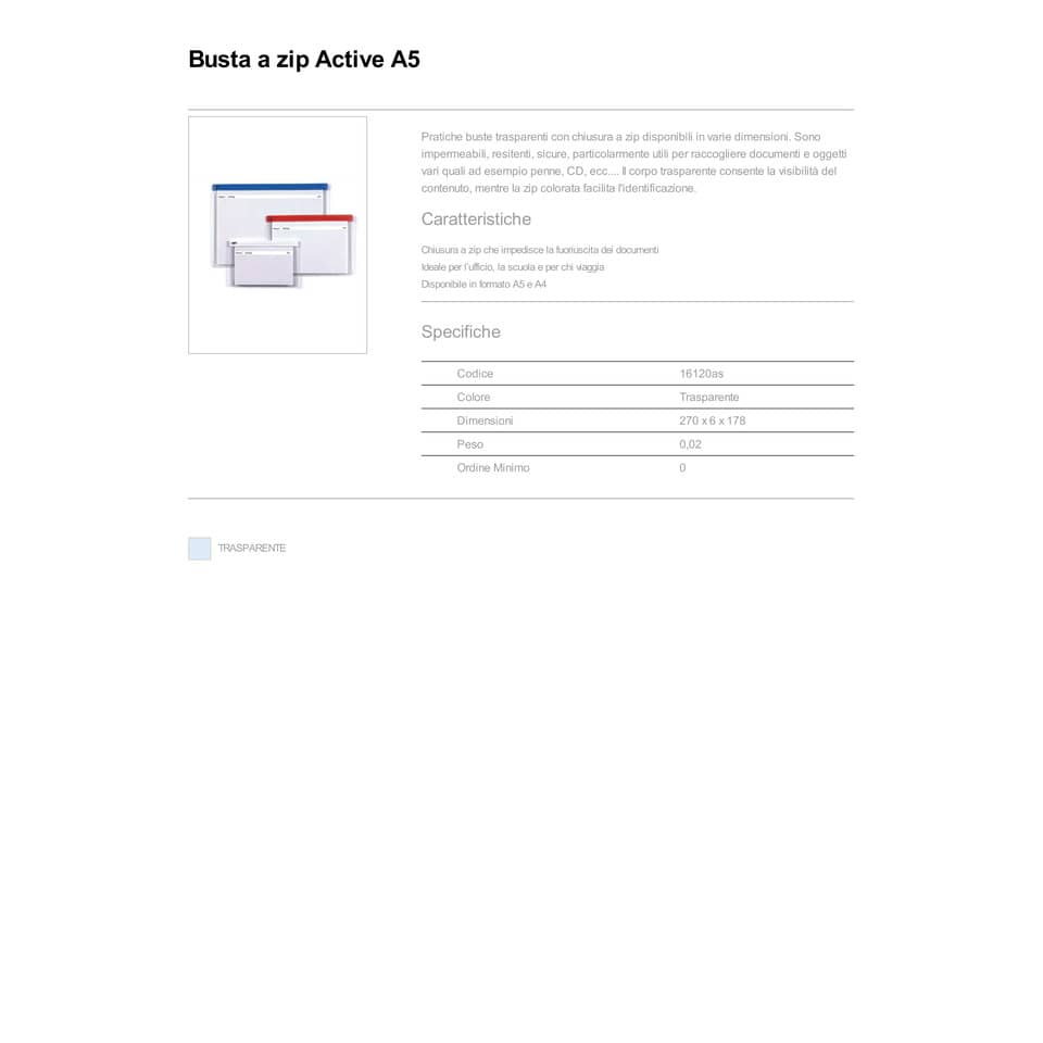 Busta con zip Rexel liscio A5  16120AS