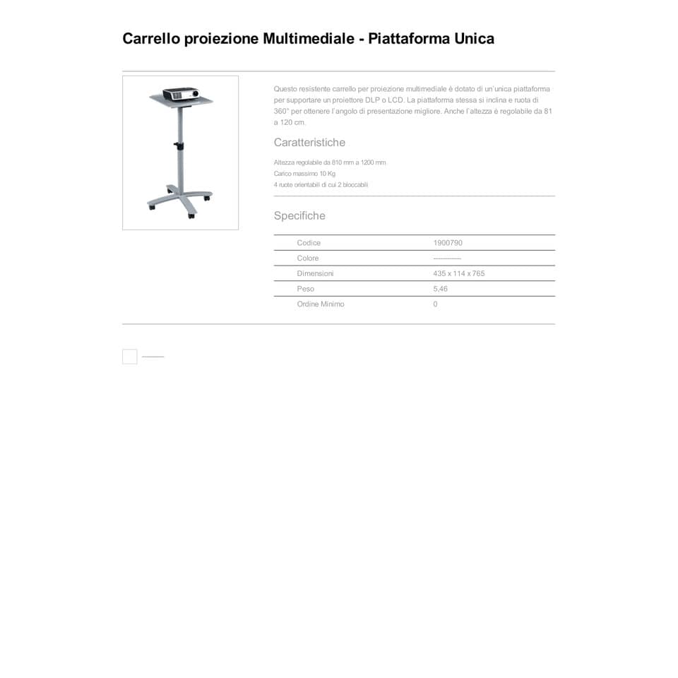 Carrello proiezione Multimediale Nobo Piattaforma unica argento 1900790