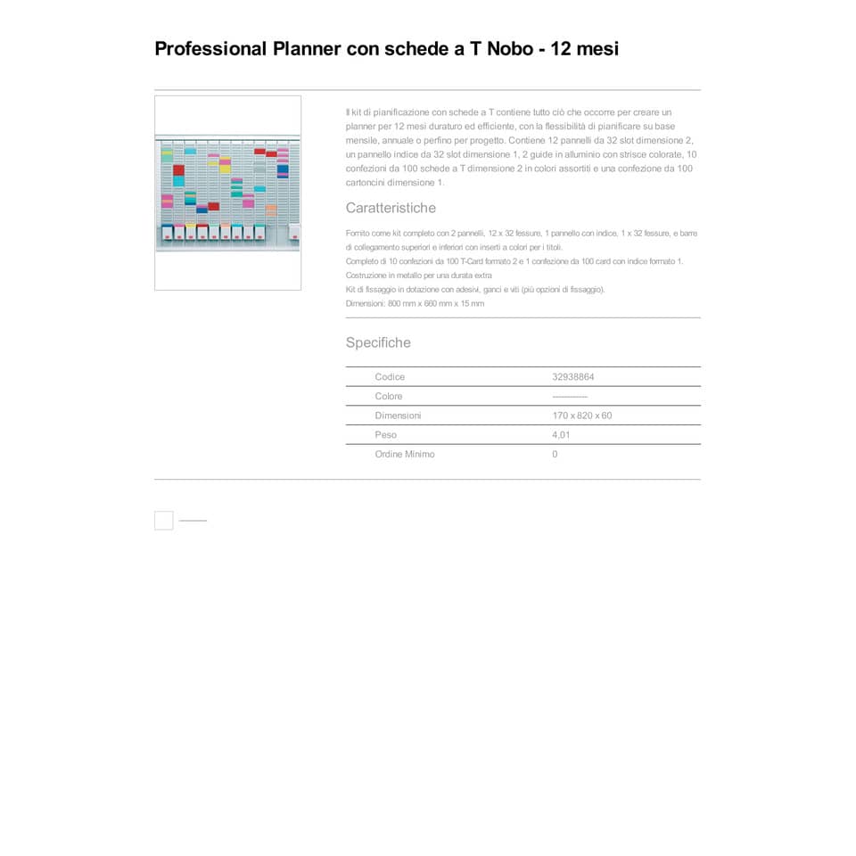 Professional Planner con schede a T Nobo 12 mesi 32938864