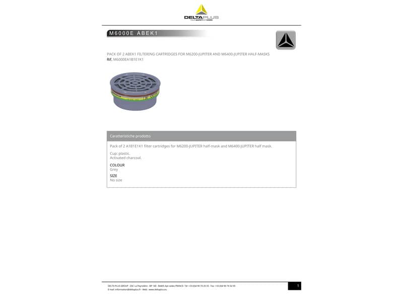 Kit di 2 filtri A1B1E1K1 per semi maschere M6200 e M6400 Jupiter grigio - M6000EABEK1