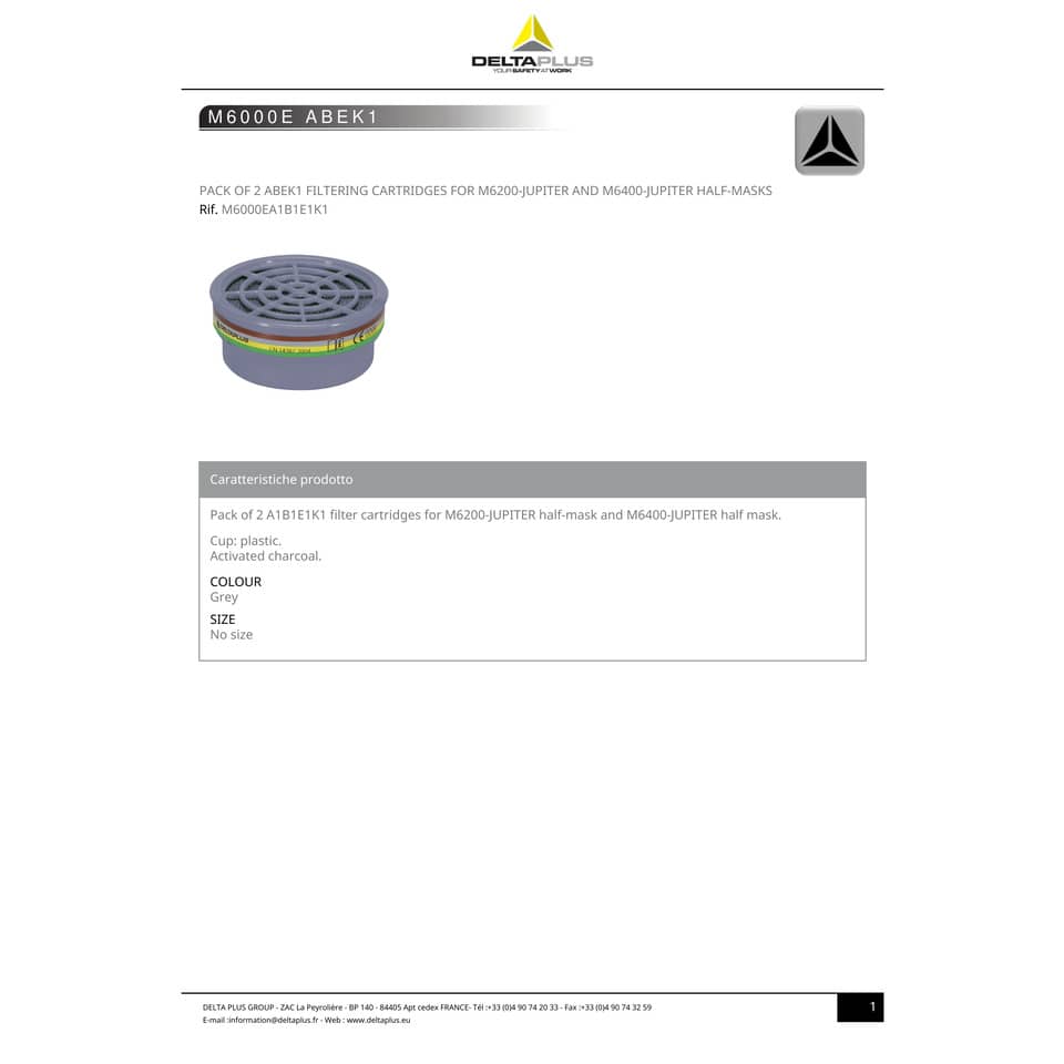 Kit di 2 filtri A1B1E1K1 per semi maschere M6200 e M6400 Jupiter grigio - M6000EABEK1
