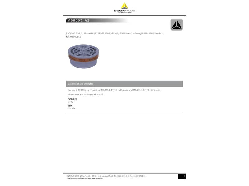 Kit di 2 filtri A2 per semi-maschere M6200 e M6400 Jupiter grigio - M6000EA2R