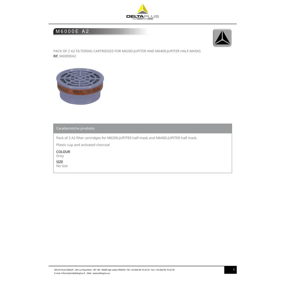 Kit di 2 filtri A2 per semi-maschere M6200 e M6400 Jupiter grigio - M6000EA2R