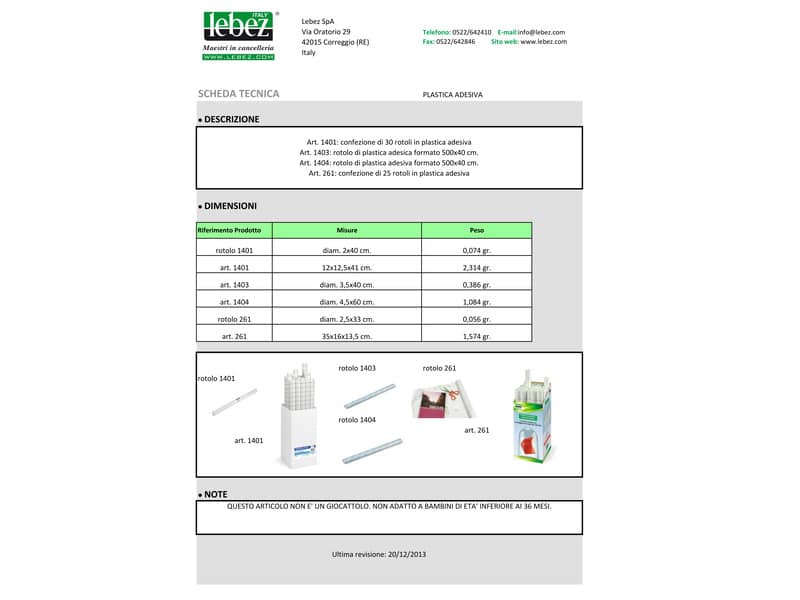Rotolo plastica adesiva Lebez 1 mt x 40 cm 1401