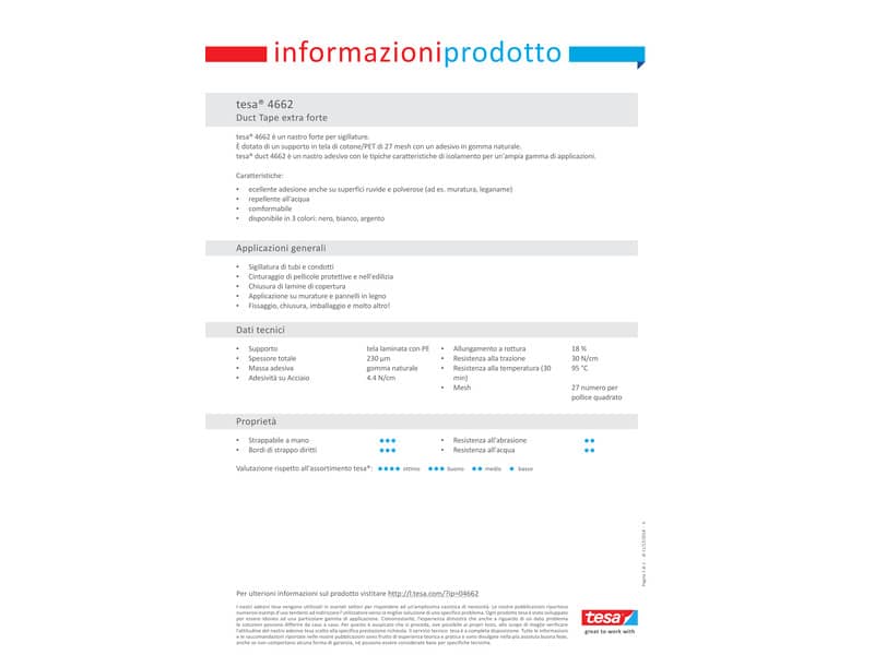 Nastro isolante tesa duct 4662 in tessuto plastificato trasparente 27 mesh 48 mm x 50 m grigio - 04662-00086-02