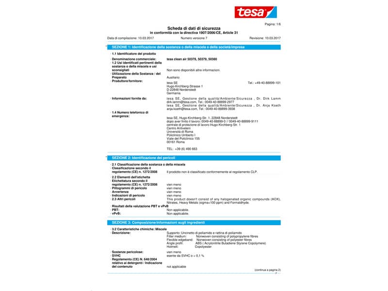 Filtri per stampanti e fax tesa Clean Air per polveri sottili S 10x8 cm 50378-00000-01
