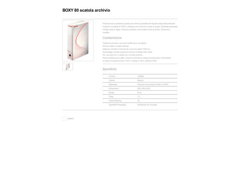 Scatola archivio Esselte BOXY 80 bianco/rosso 8x25x35 cm 128003