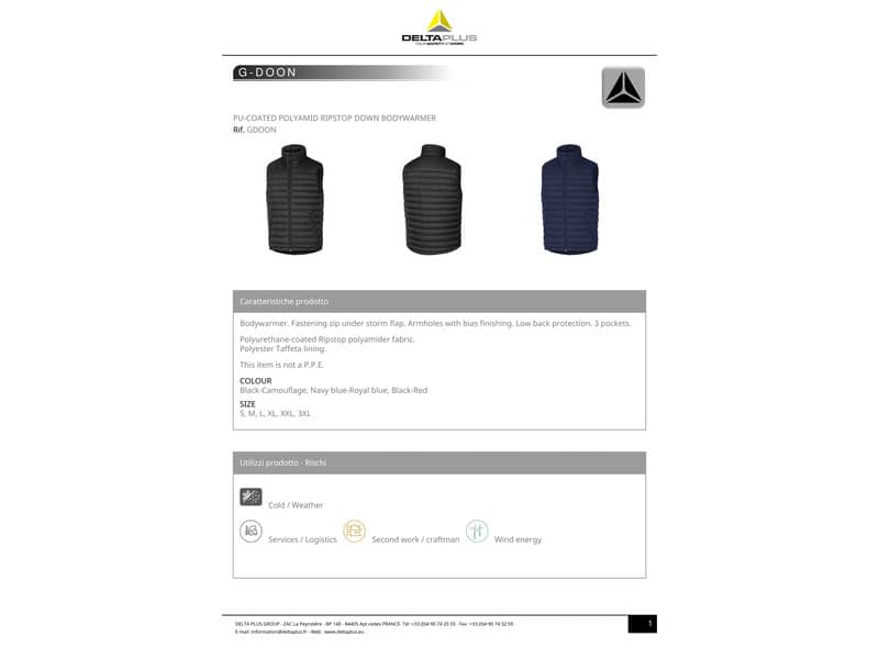 Gilet da lavoro Delta Plus G-Doon chiusura c/zip -proteggi reni - 3 tasche poliammide blu-azzurro - XL - GDOONBMXG