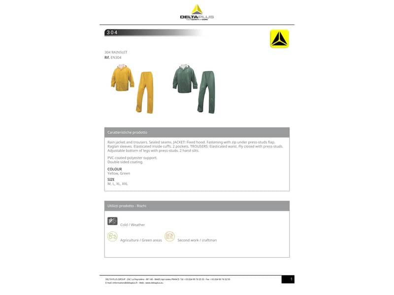 Completo giacca e pantalone da pioggia DELTA PLUS - cuciture saldate giallo - XL - EN304JAXG2