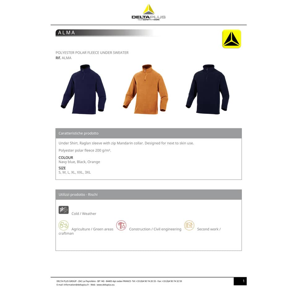 Sottopullover Alma Delta Plus collo alto antivento c/zip poliestere nero - L - ALMANOGT