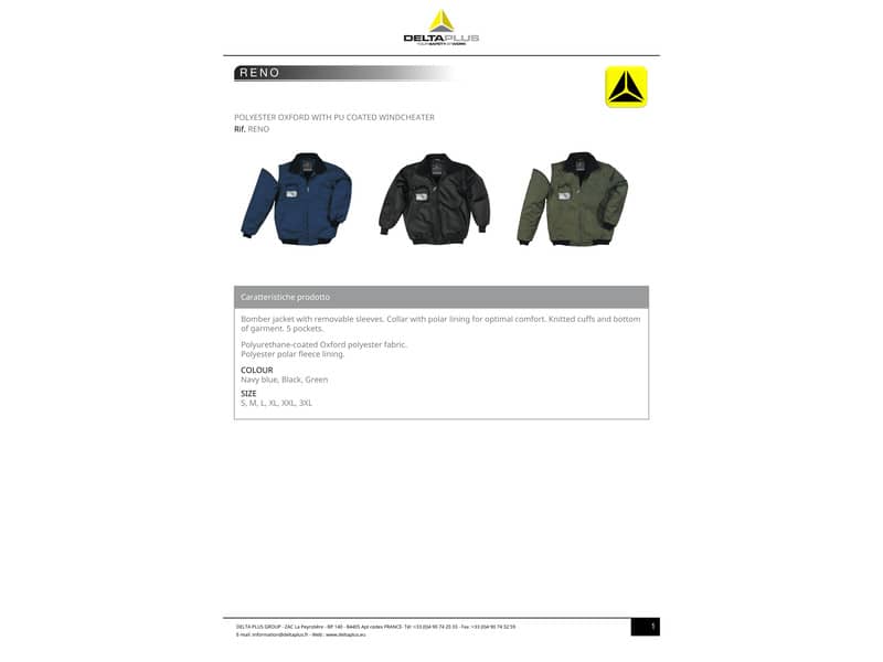 Giubotto da lavoro DELTA PLUS Reno in pile - maniche staccabili - collo foderato - 5 tasche blu - M - RENOBMTM