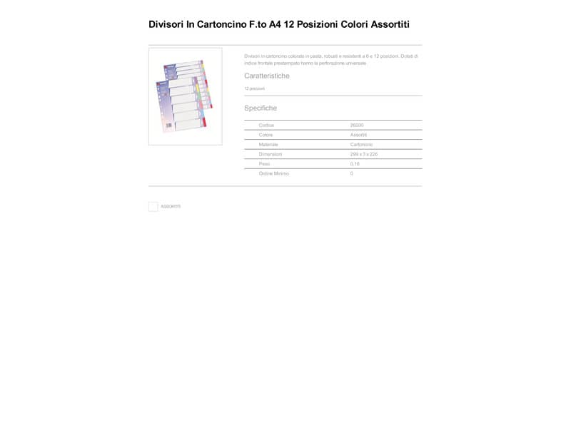 Divisori in cartoncino King Mec Manilla A4 12 tasti assortiti 26000