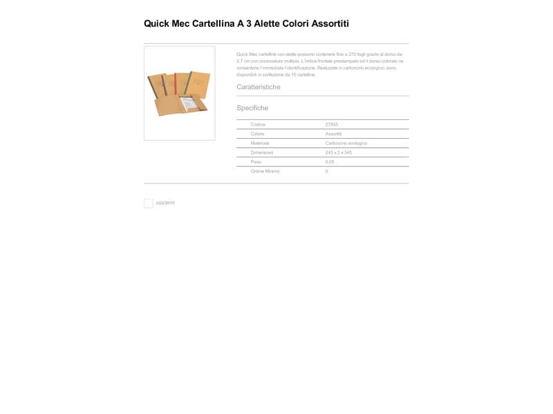 Cartelline a tre lembi King Mec Quick Mec 24,5x34,5 cm - dorso 2,7 cm assortiti  conf. da 20 pezzi - 27855