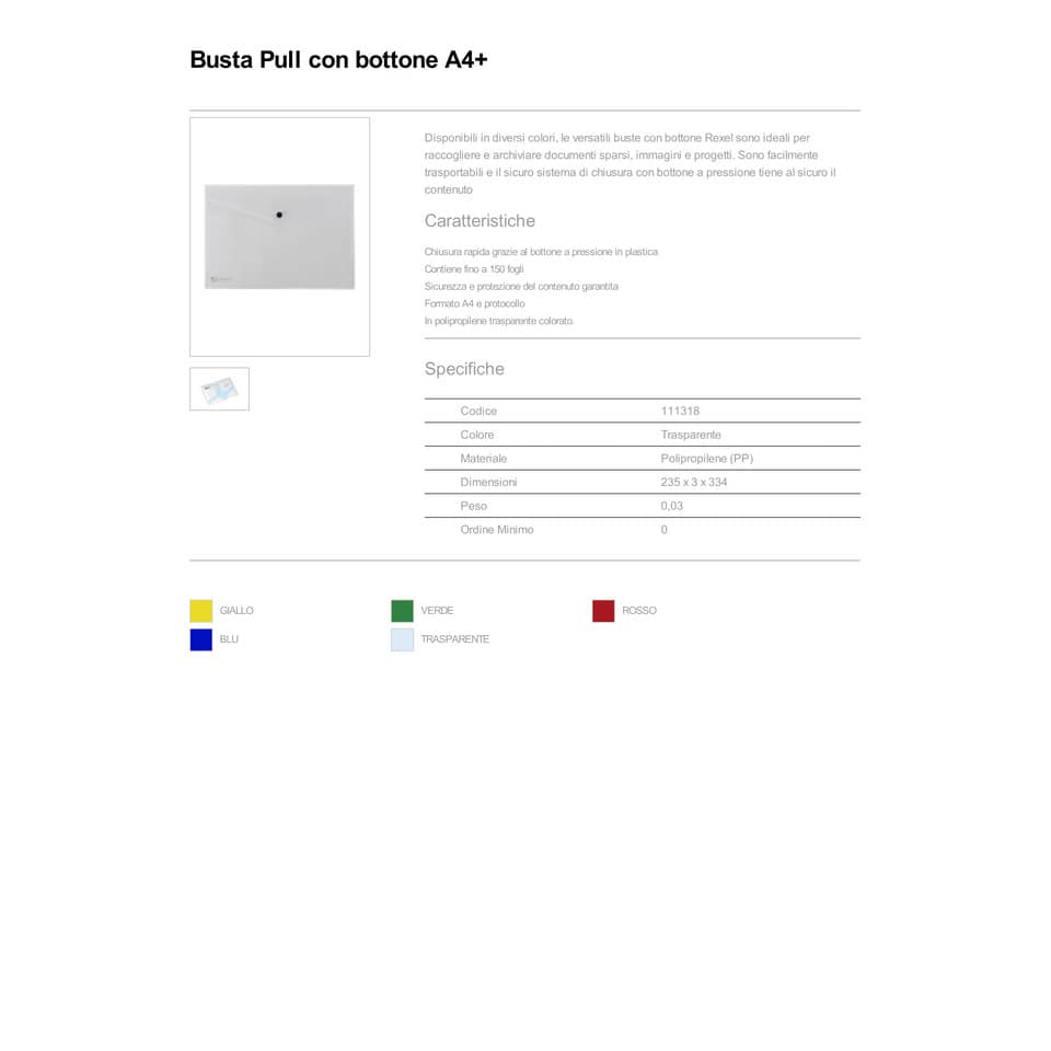 Buste con bottone King Mec Pull A4 21x29,7 trasparente 111318