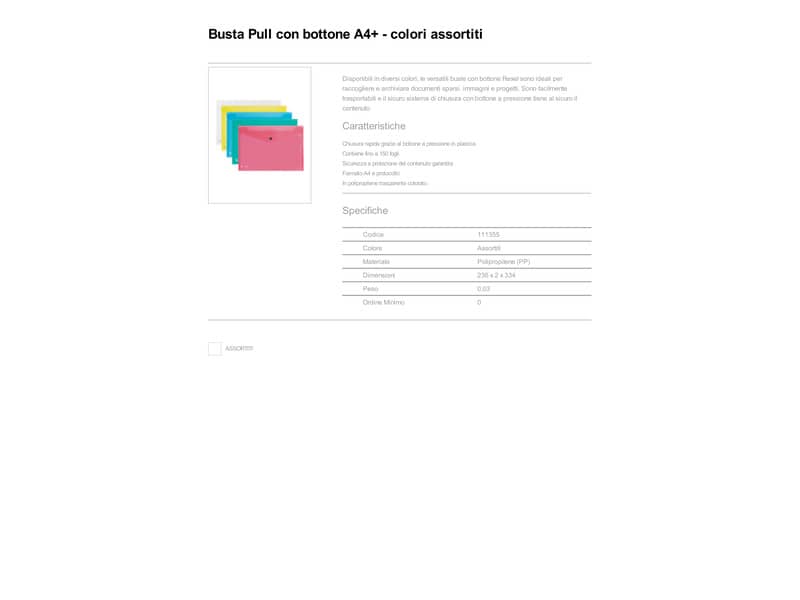 Busta con bottone King Mec Pull A4 21x29,7 cm assortiti 111355
