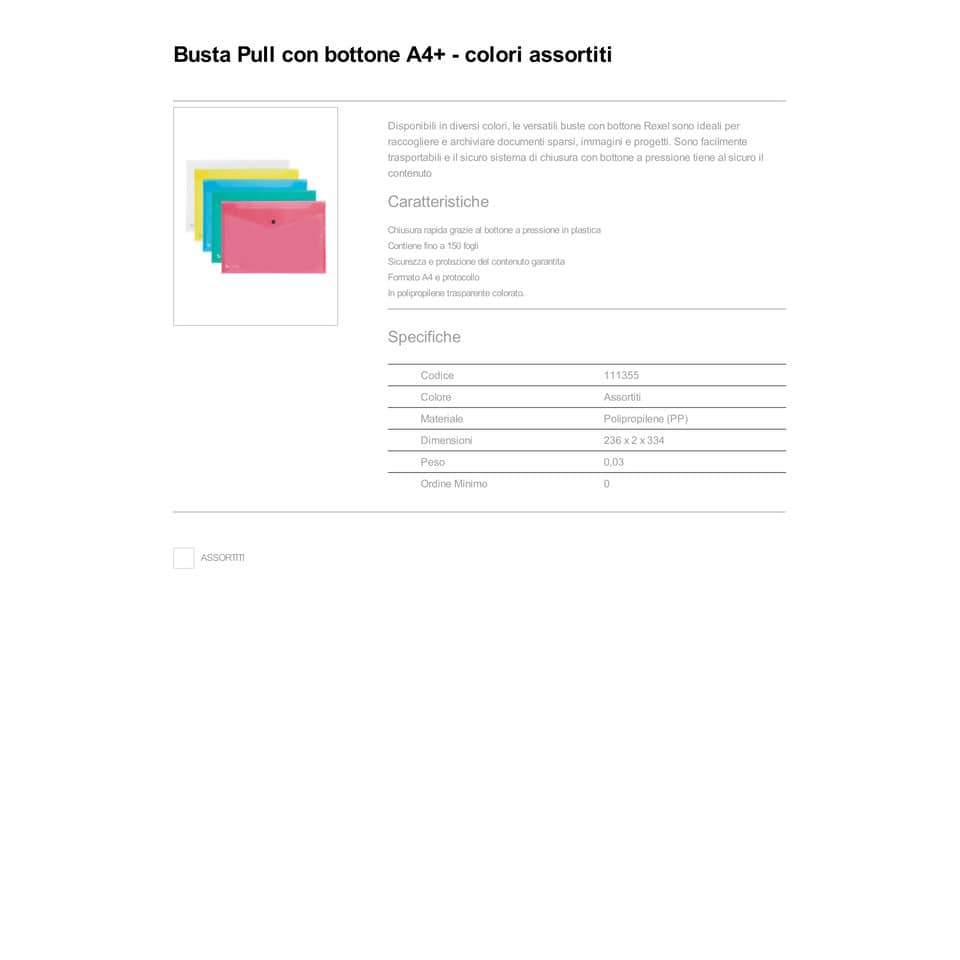 Busta con bottone King Mec Pull A4 21x29,7 cm assortiti 111355